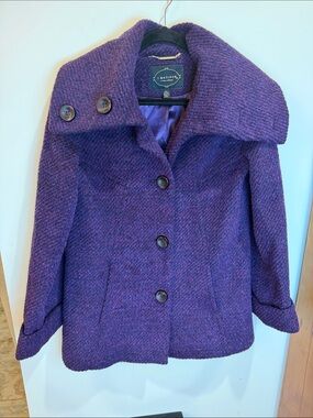 1 Madison Purple/Pink Wool-Blend Pea Coat with Wide Collar, 4P